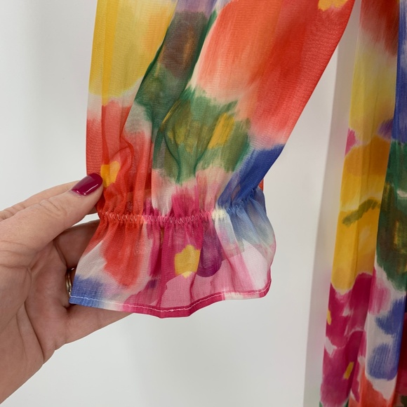 Vintage Inner Most Bright Floral Sheer Duster Robe Sears Sz L - Picture 5 of 9